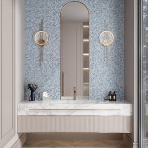 Light Blue 12x12 Glossy Square Glass Mosaic Tile