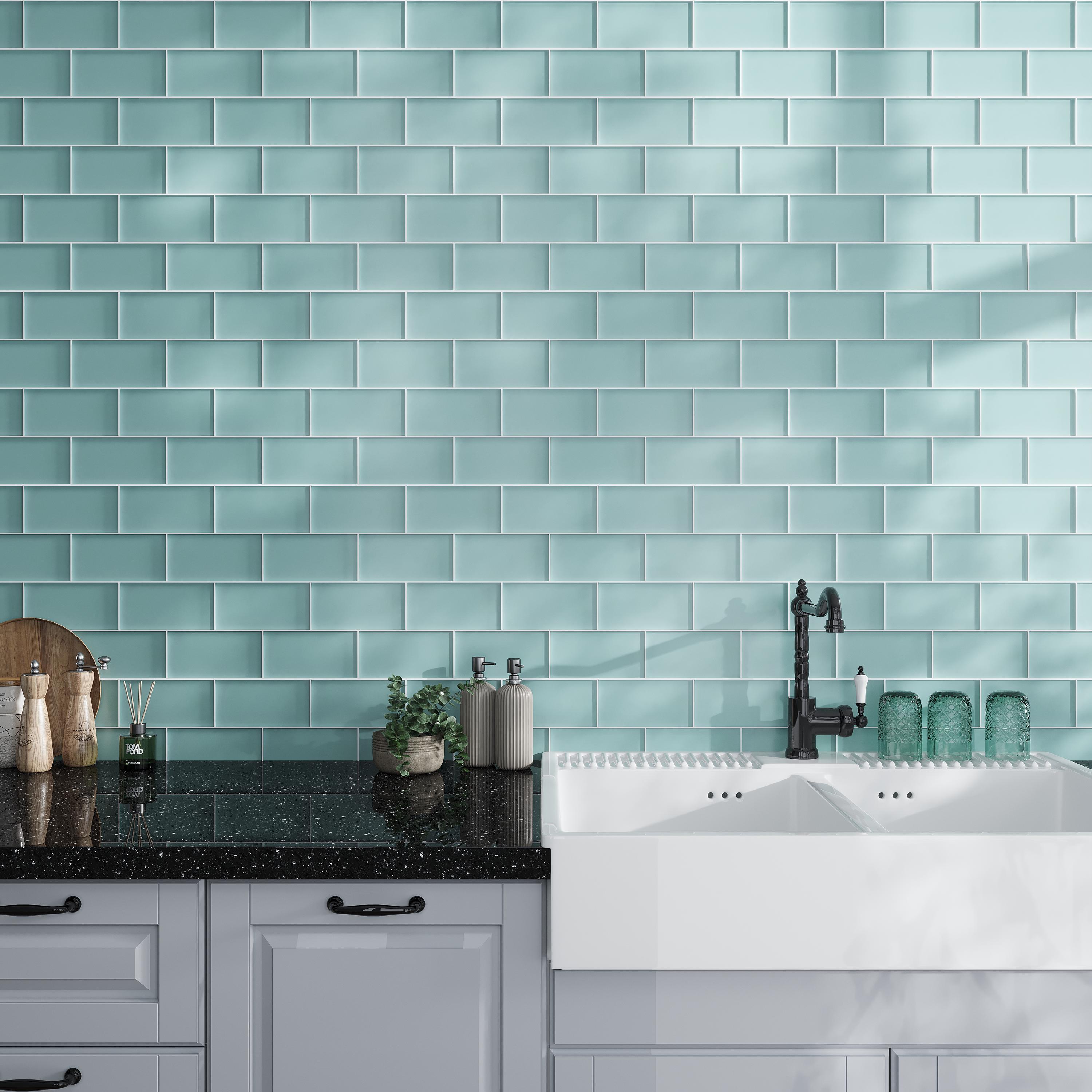 Lovdeco Light Green Glass Subway Tile, Glass For Bathroom Kitchen Shower Backsplash Wall, 3 X 6 Inches, 4 Sq.Ft., Glass Tiles - Canada - View #10