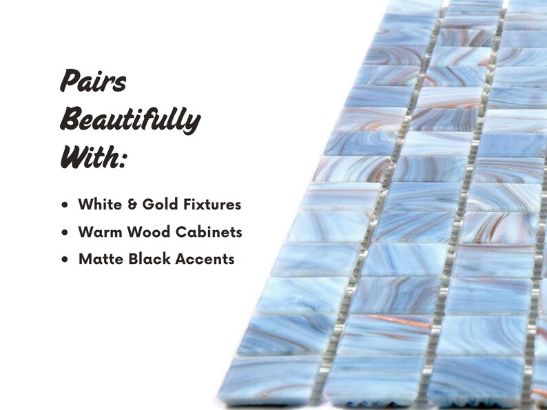Manatee Tile Manatee Blue Glass Mosaic Tile Sample – 4x5 Swatch for Pool Waterline ...