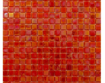 Fire Orange 4 x 5 Glossy Uniform Square Glass Mosaic Tile - Sample