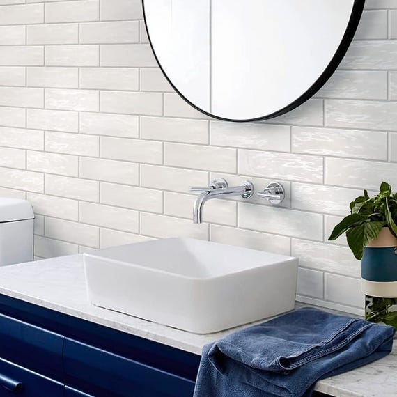 Apollo Tile White Subway Ceramic Tile for Kitchen, Bathroom, and