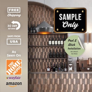 Copper Peel and Stick Tile SAMPLE – Honed Brick Picket Tile for Kitchen or Bathroom Remodel, Easy-to-Install PVC Sheet (Sample Tile Only)