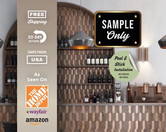 Copper Peel and Stick Tile SAMPLE – Honed Brick Picket Tile for Kitchen or Bathroom Remodel, Easy-to-Install PVC Sheet (Sample Tile Only)