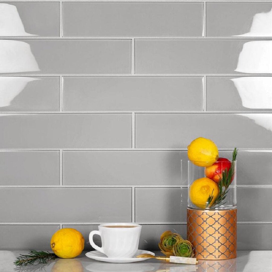 Gray 3x12 Glossy Subway Glass Tile (20 Pack, 5 Sq Ft/case) - Etsy