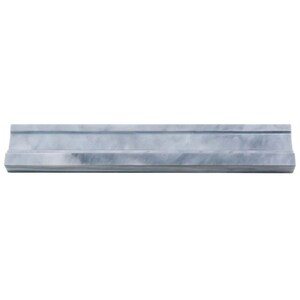 May include: A gray marble tile trim with a beveled edge and a subtle veined pattern.