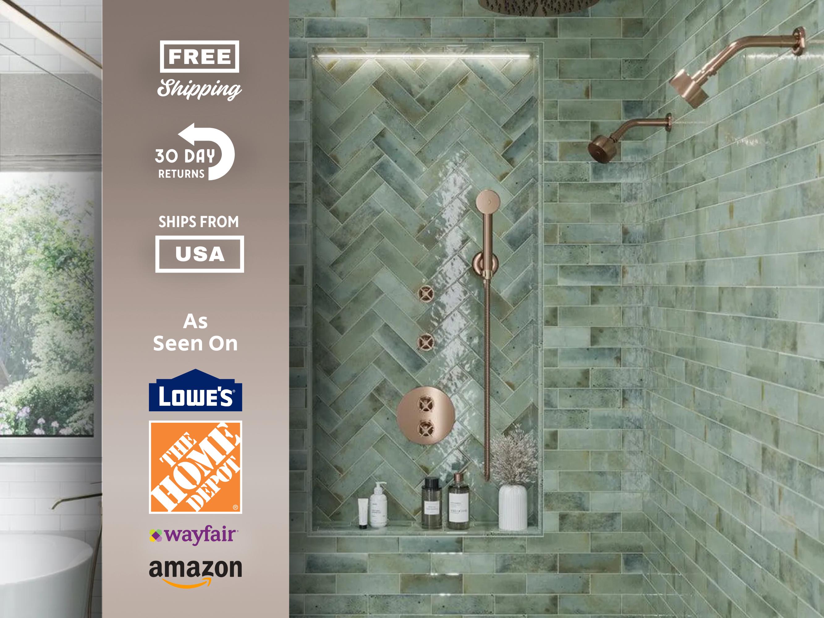 Sage Green Tile Backsplash - 3x8 Glossy Ceramic Tile - Ceramic Tile Backsplash Bathroom Tile -Vintage Boho Shower Backsplash Antique Cottage