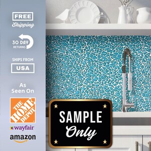 Sky Blue Glass Mosaic Tile Sample – 4x5 Swatch for Bathroom Tile Wall, Kitchen Backsplash Tile, Shower Accent, or DIY Floor Tile Project