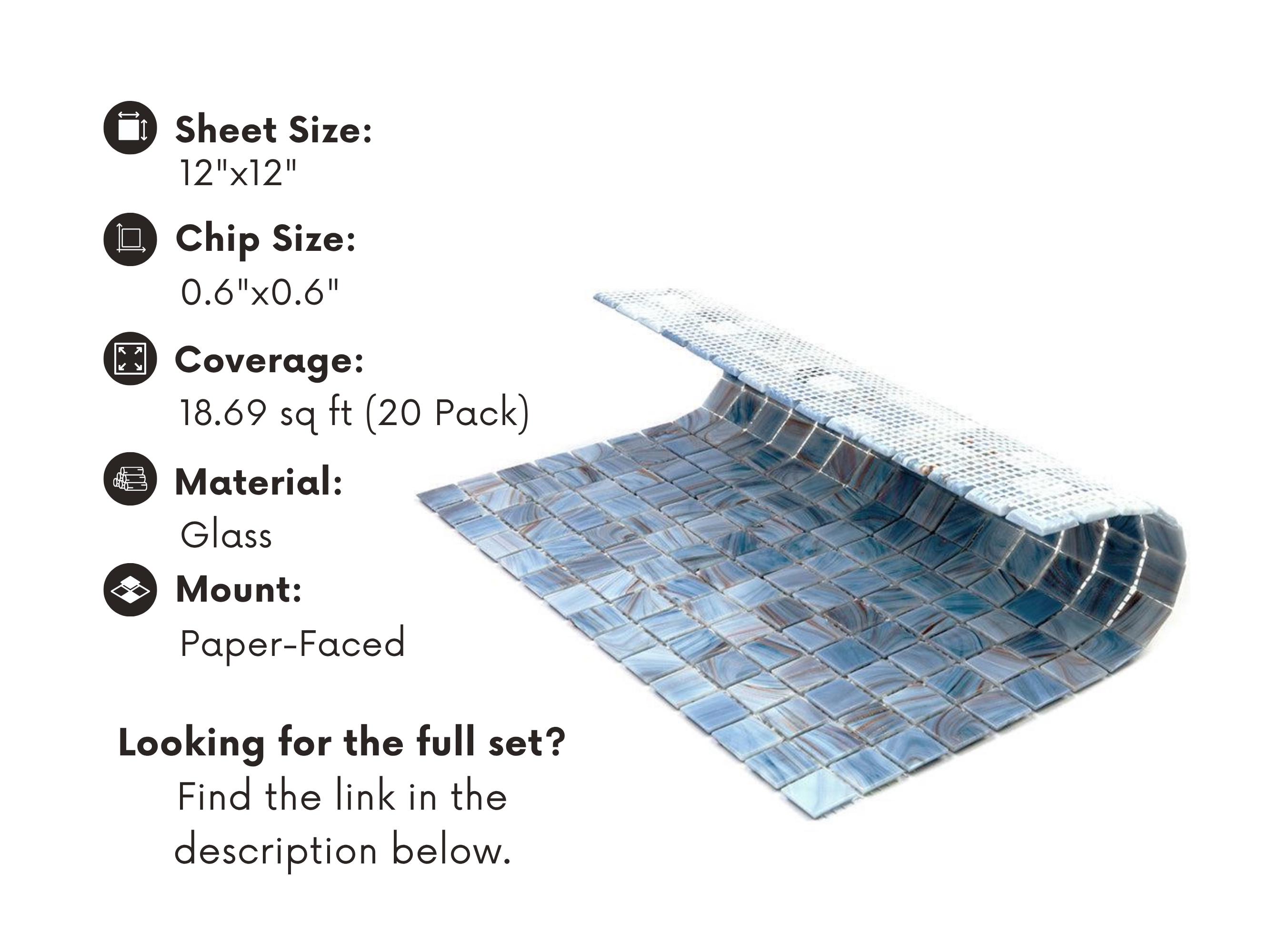 Manatee Tile Manatee Blue Glass Mosaic Tile Sample – 4x5 Swatch for Pool Waterline ...