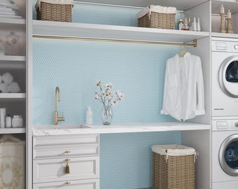 Cyan Blue 12x12 Matte Penny Round Porcelain Mosaic Tile