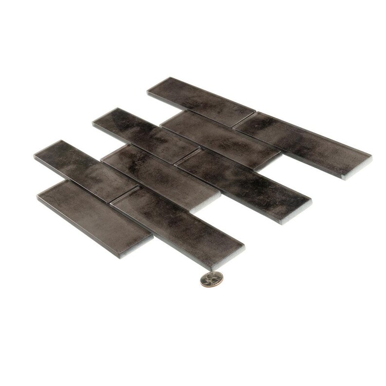 Tmz Tile Dark Gray 4 X 5 Glossy Brick Glass Mosaic Tile - Sample - Etsy