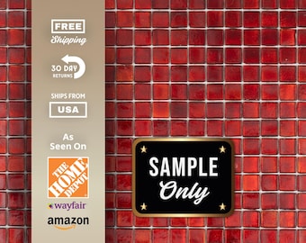 Ruby Red Mosaic Tile Sample – Glossy Glass Tiles for Walls or Floors | Red Mosaic Tile for Bathroom, Kitchen Backsplash, Accent & Home Decor