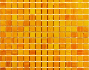 Honey Orange 12x12 Glossy Uniform Square Glass Mosaic Tile (20 pack, 20 sq ft/case)