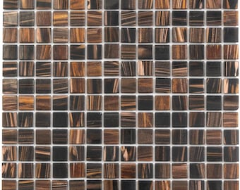 Dark Brown 12x12 Uniform Square Glossy Glass Mosaic Tile