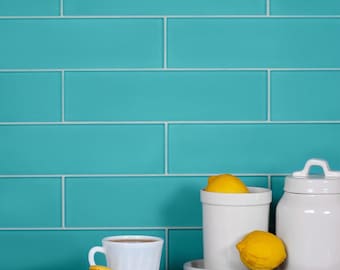 Sky Blue 3x12 Matte Subway Glass Tile - Sample