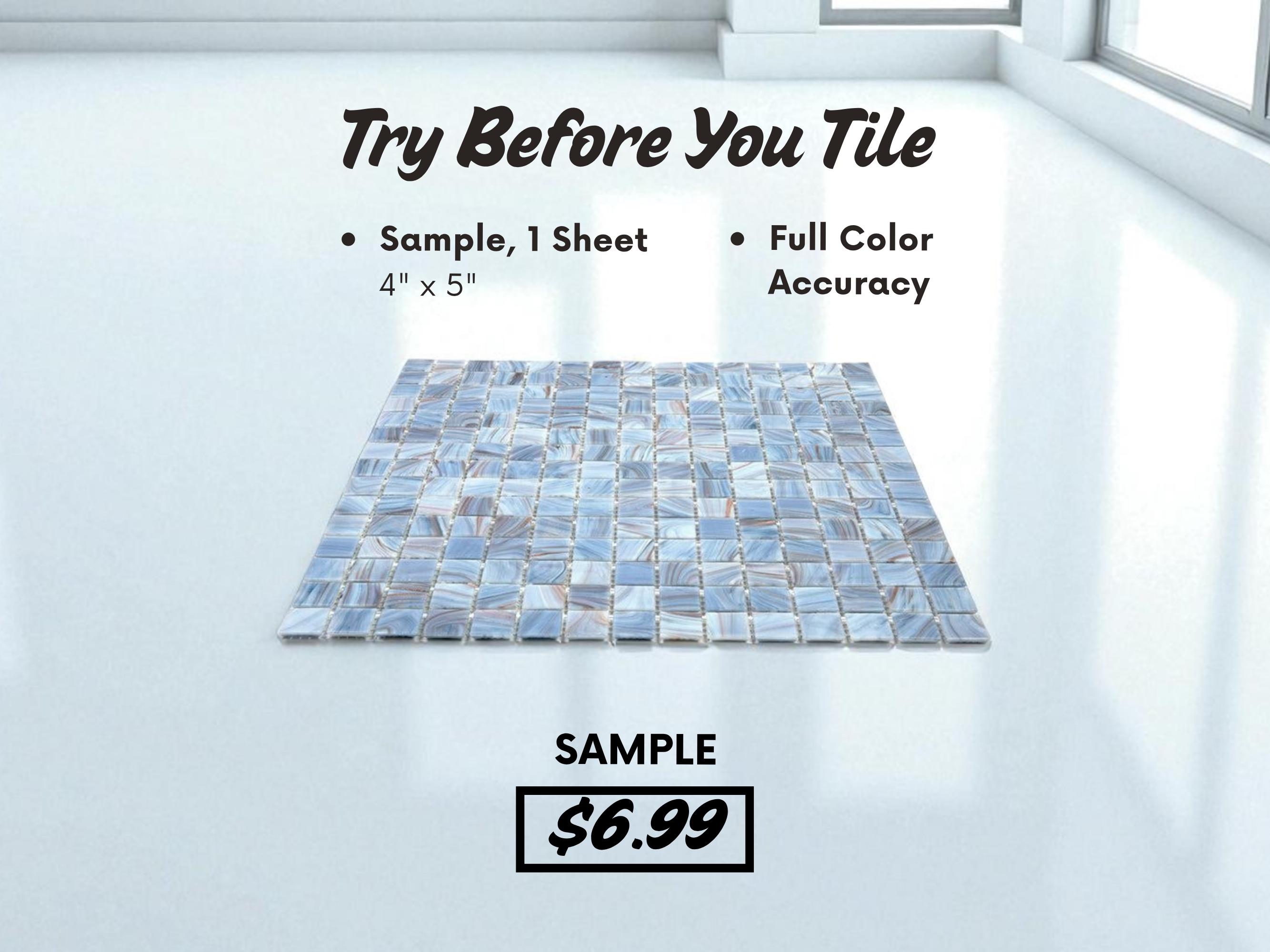 Manatee Tile Manatee Blue Glass Mosaic Tile Sample – 4x5 Swatch for Pool Waterline ...