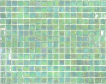 Ultramarine Green 4 x 5 Glossy Uniform Square Glass Mosaic Tile - Sample