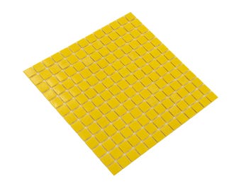 Lemon Yellow 4 x 5 Glossy Uniform Square Glass Mosaic Tile - Sample