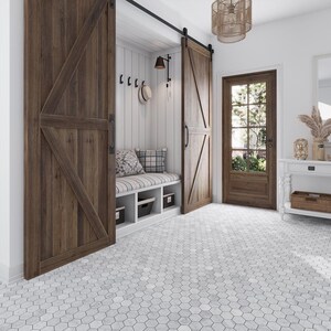 Powder White 12x12 Honed Hexagon Marble Mosaic Tile