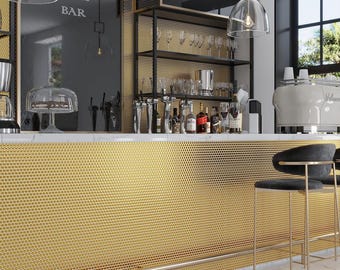 Gold 12x12 Glossy Penny Round Porcelain Mosaic Tile