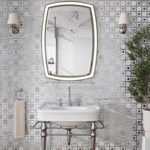 Cloud White Silver 11x11 Polished Glossy Octagon Marble Glass Mosaic Tile (5 pack, 4.51 sq ft/case)