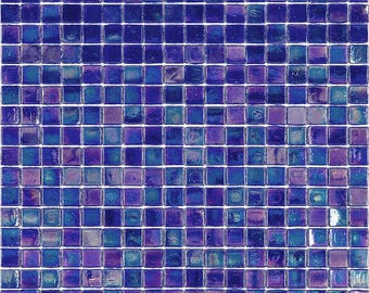 Shimmer Cobalt Blue 4 x 5 Glossy Uniform Square Glass Mosaic Tile - Sample