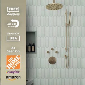 2x10 Vintage Green Ceramic Picket Tile Backsplash – Kitchen,Bathroom,Shower,Light Green Mint Wall & Floor Tile WITH SAMPLE