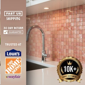 Foxy Pink 12x12 Glossy Glass Mosaic Tile Sheet – Uniform Square Pink Tiles for Bathroom Walls, Kitchen Backsplash, Shower & Accent Decor