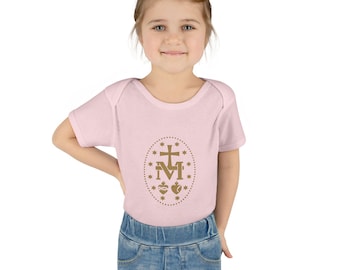 Miraculous Medal Marian Catholic Blessed Faith Christian Saint Mary Newborn baby Infant Baby Rib Bodysuit