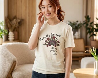 ロザリオの祈り 毎日殺す Tシャツ | 信仰タイポグラフィTシャツ