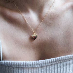 Heart Locket Birthstone Necklace, Gold gemstone Locket, Personalized Engraved Necklace, Photo Locket Necklace for Her, Keepsake Jewelry image 3