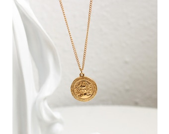 Gold Medusa Necklace, Snake Necklace, Gold Pendant Necklace, Medusa Jewelry, Celestial Necklace, Greek Mythology, Coin Necklace, Medallion