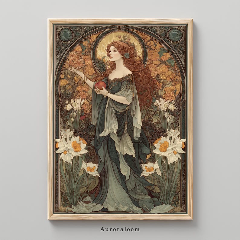 Persephone Goddess Art Print Nouveau Wall Art Greek Goddess Of persephone-goddess-art-print-nouveau-wall-art-greek-goddess-of
