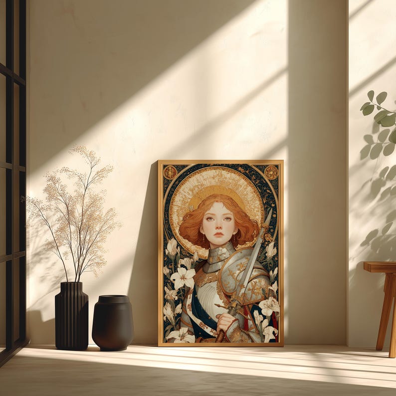Medieval Joan of Arc Art Print | Medieval Saint Print | Knightcore ...