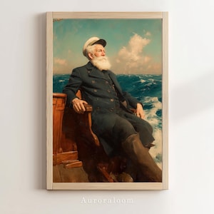 Vintage Sea Captain Art Print | Maritime Coastal Wall Art | Nautical Ocean Decor | Fisherman Wall Art | Printable | Digital Download
