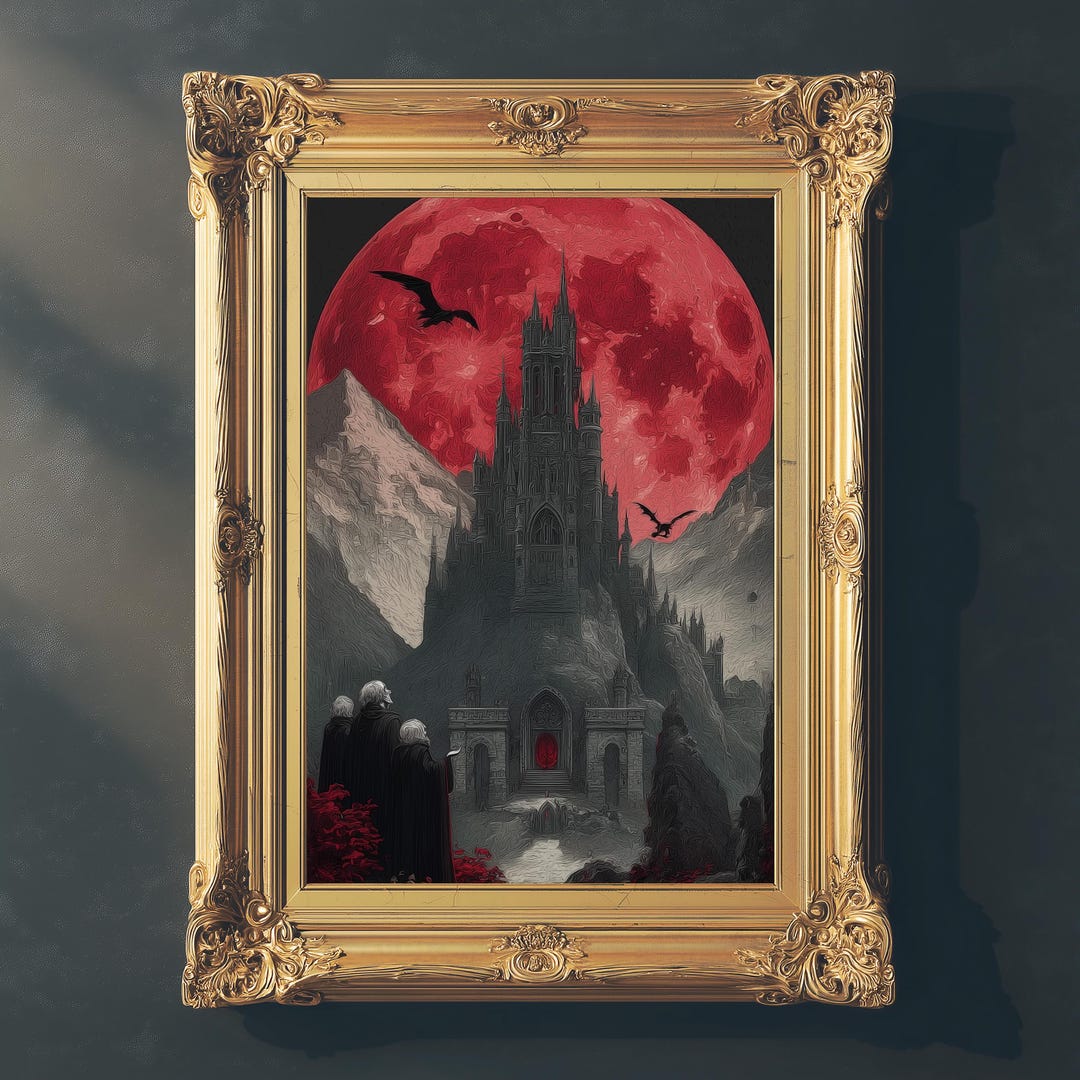 Vampire Dracula Gothic Castle Art Print | Dark Fantasy Horror Wall Art ...