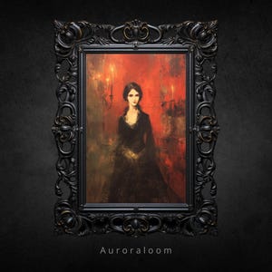 Vintage Gothic Victorian Woman Art Print | 19th Century Oil Painting Style | Moody Art Print | Dark Academia Portrait Decor
