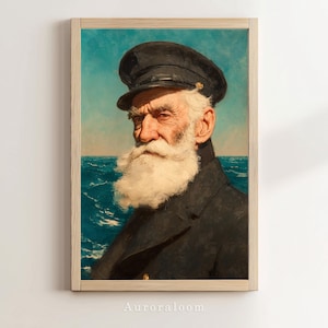 Vintage Ship Captain Art Print | Maritime Wall art | Nautical Coastal Home Decor | Fisherman Wall Art | Printable | Digital Download