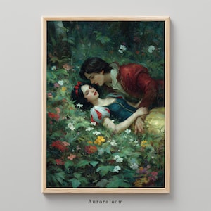 Romantic Prince and Princess |  Fairytale Forest Love Poster | Chivalry and Fantasy Wall Art | Medieval Love Scene | Knightcore Decor
