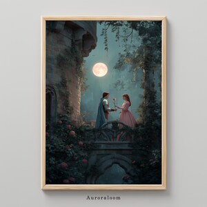 Romantic Knight and Lady Fantasy Art | Fairytale Love Art Poster | Chivalry and Fantasy Wall Art | Medieval Love Scene | Knightcore Decor