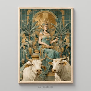 Lámina artística de la diosa Hathor / Diosa egipcia del amor y la magia / Mitología egipcia / Divinidad femenina / Amor y música - Decoración divina