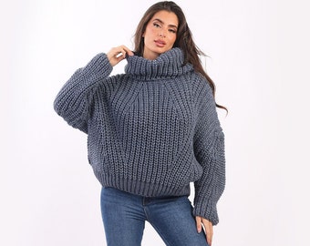 Oversized Woolen Jumper for Women,Ladies Cozy Wool Jumpers, Made in Italy Clothing