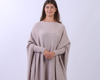 Women Knitted Ponchos UK, Ladies Oversized knitted Poncho Made in Italy Clothing