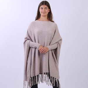 Women Knitted Ponchos UK, Ladies Oversized knitted Poncho Made in Italy Clothing