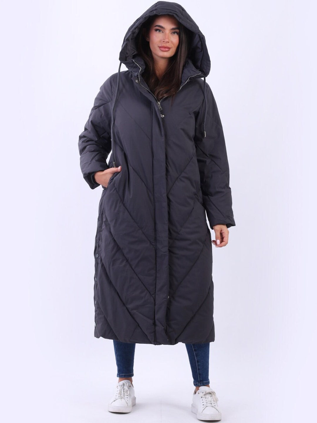 Italian Padded Puffer Women Oversized Long Hoodie Jacket - Etsy UK