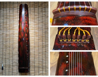 Collector Grade Handgefertigte Guqin, Jahrhundert altes altes Holz, Traditionelles Chinesisches Musikinstrument für Anfänger Fortgeschrittene 7-saitige Zither