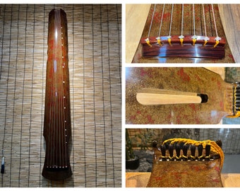 Collector Grade Handgefertigte Guqin, Jahrhundert altes altes Holz, Traditionelles Chinesisches Musikinstrument für Anfänger Fortgeschrittene 7-saitige Zither