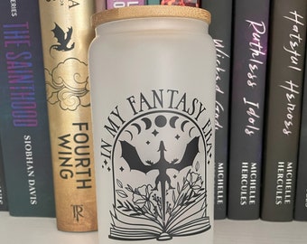 In my fantasy era 16 oz iced coffee glass can, gift for book lover, bookish gift, booktok, romance reader, dragon smut