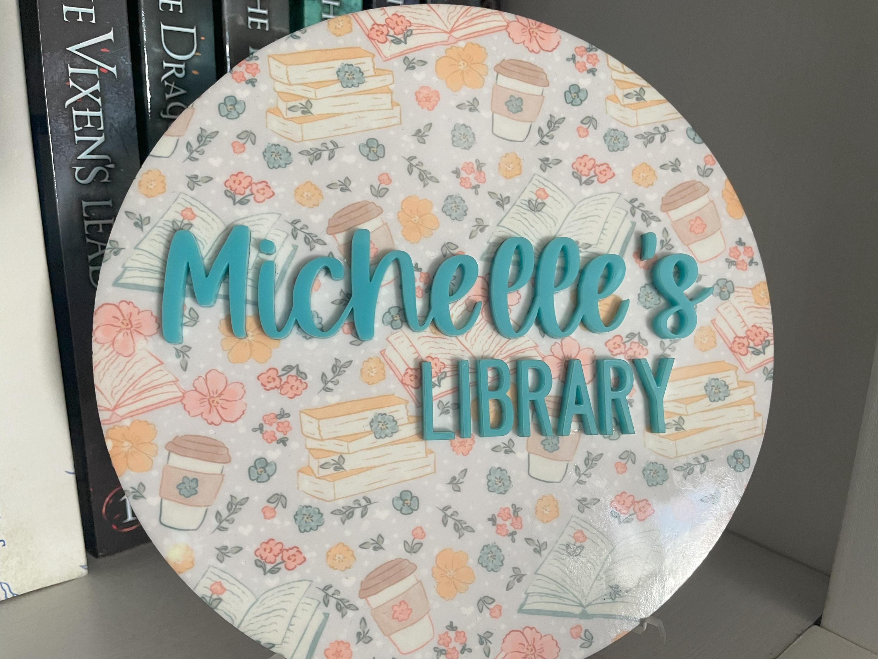 Library Sign, Bookshelf Sign, Book Sign, Shelf Sitter, Gift for Book ...
