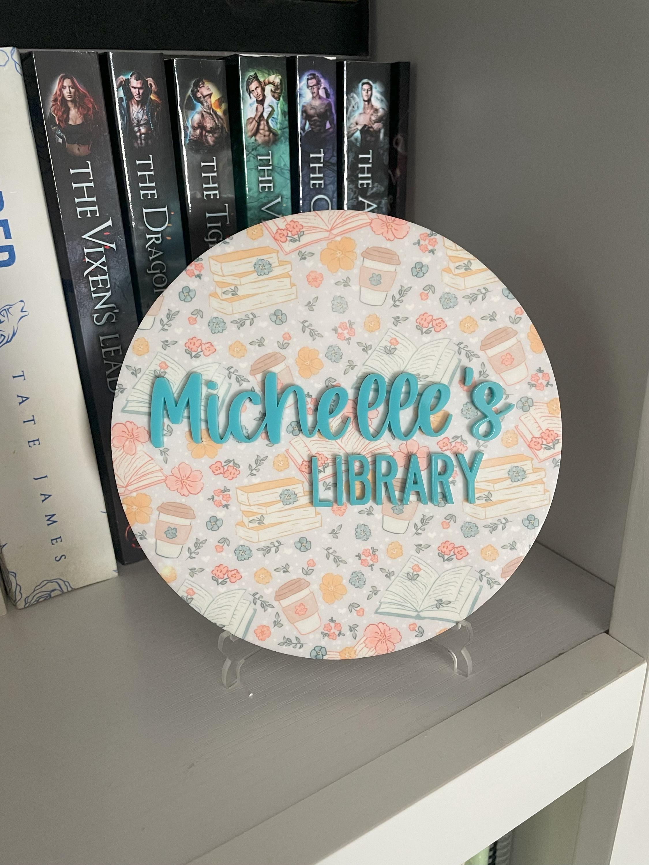 Library Sign, Bookshelf Sign, Book Sign, Shelf Sitter, Gift for Book ...