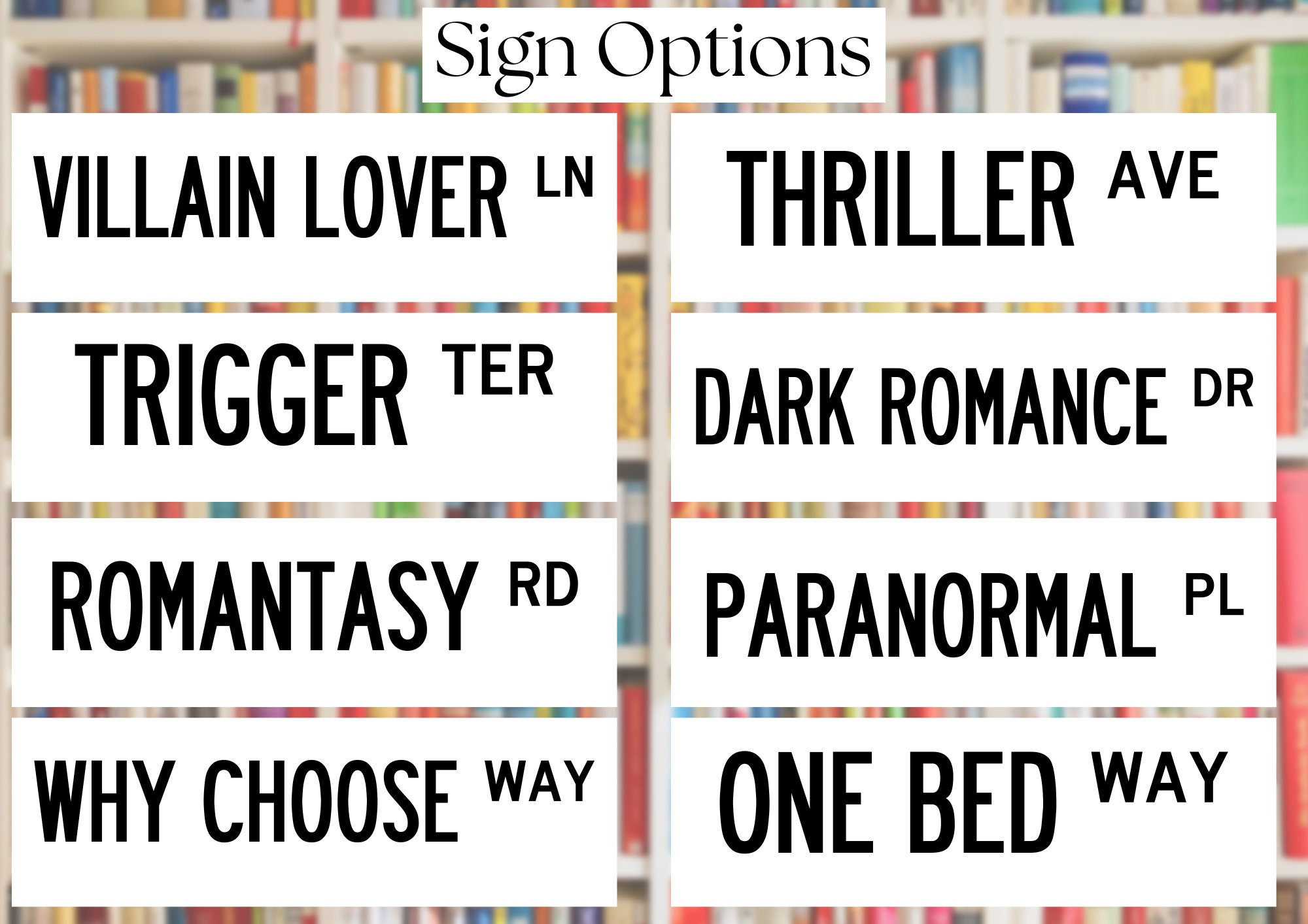 Romance Library Sign Library Sign, Bookshelf Sign, Book Sign, Street Sign, Gift for Book ...